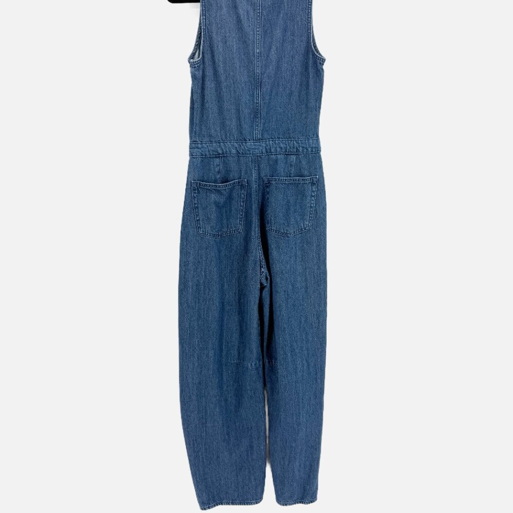 Universal Thread Curved Barrel Leg Jeans Denim Jumpsuit Overalls, Medium Wash 2 - Picture 5 of 11
